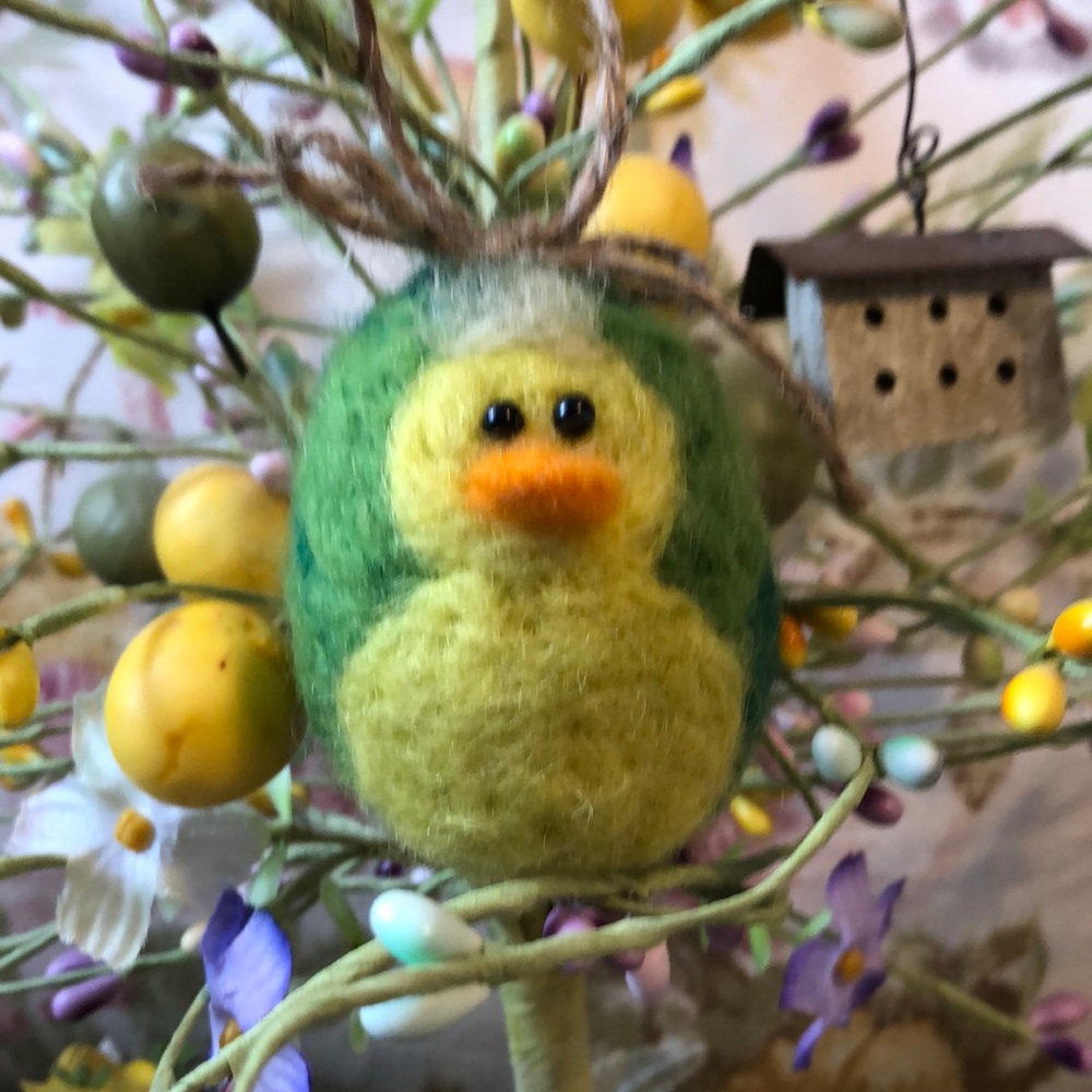 Handmade needle felted Easter egg duckling spring decoration ornament farmhouse